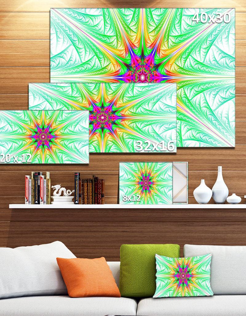 DesignQ Green Fractal Stained Glass - Abstract Wall Art Canvas