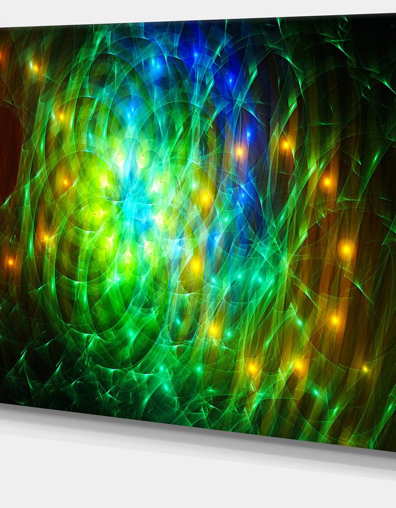 DesignQ Green Fractal Symphony Of Colors - Extra Large Abstract Canvas Wall Art
