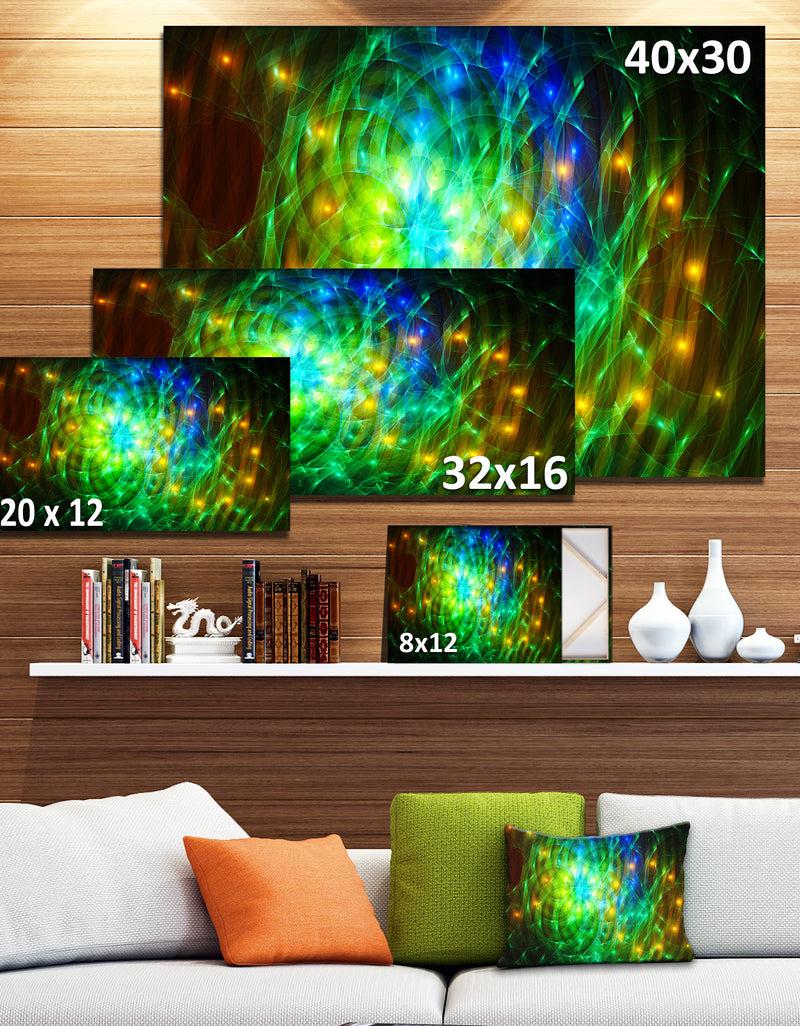DesignQ Green Fractal Symphony Of Colors - Extra Large Abstract Canvas Wall Art