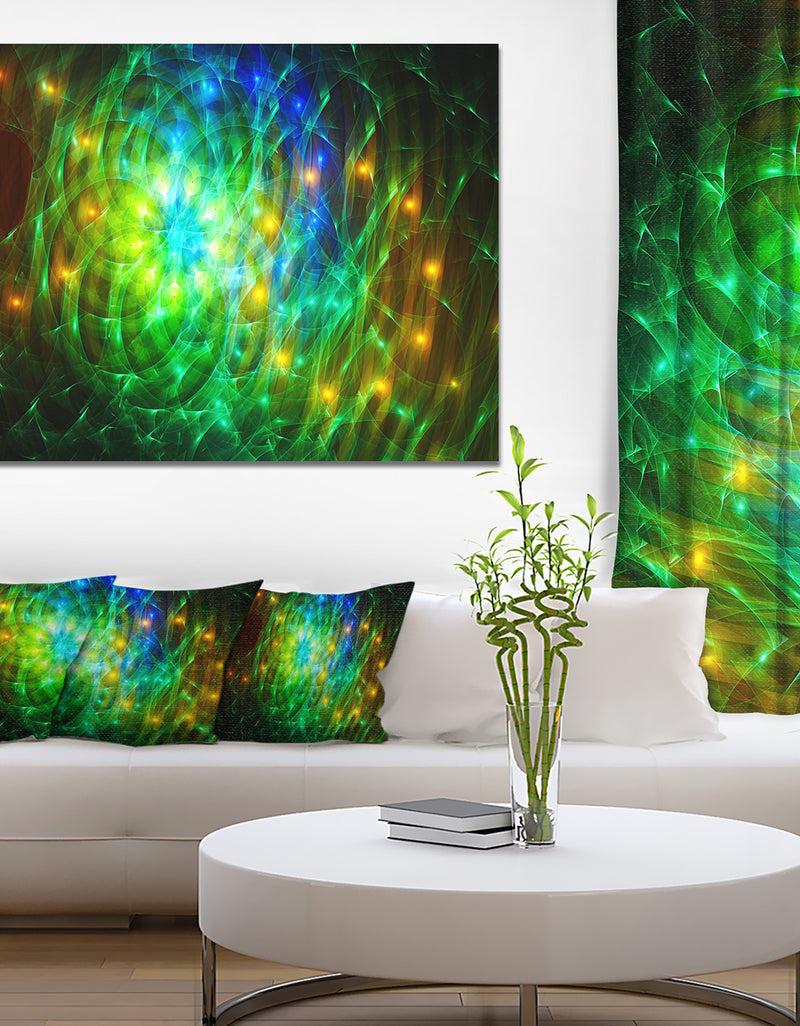 DesignQ Green Fractal Symphony of Colors - Extra Large Abstract Canvas Wall Art