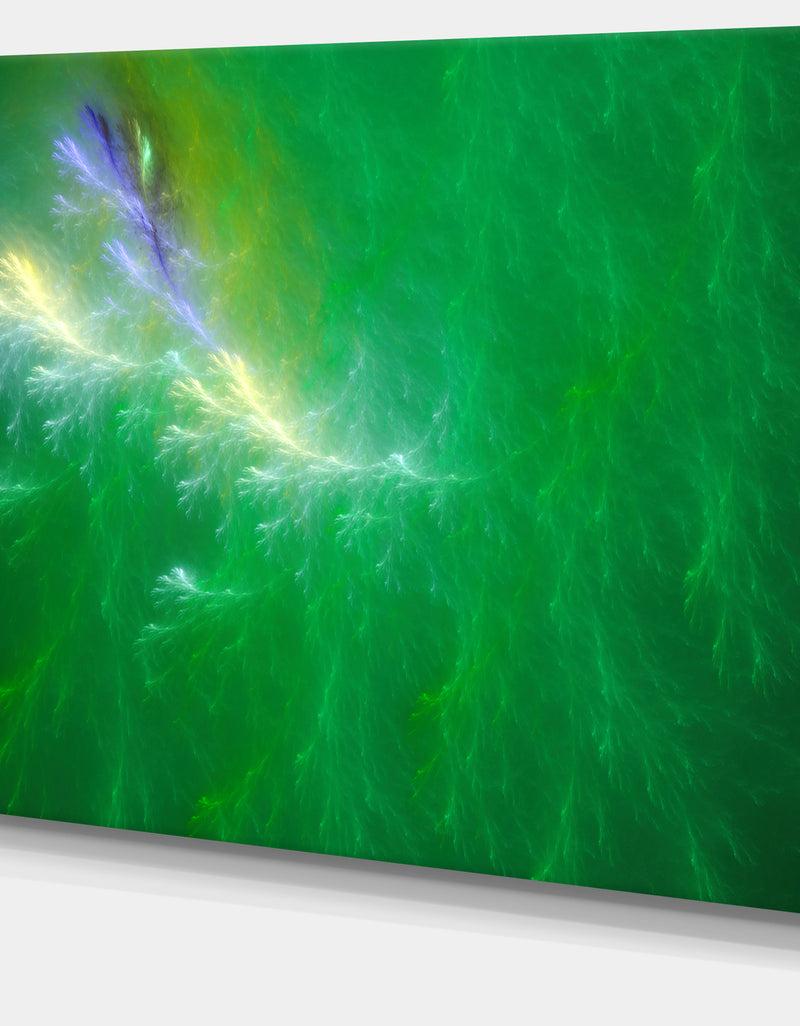 DesignQ Green Fractal Thunder Sky - Abstract Wall Art Canvas