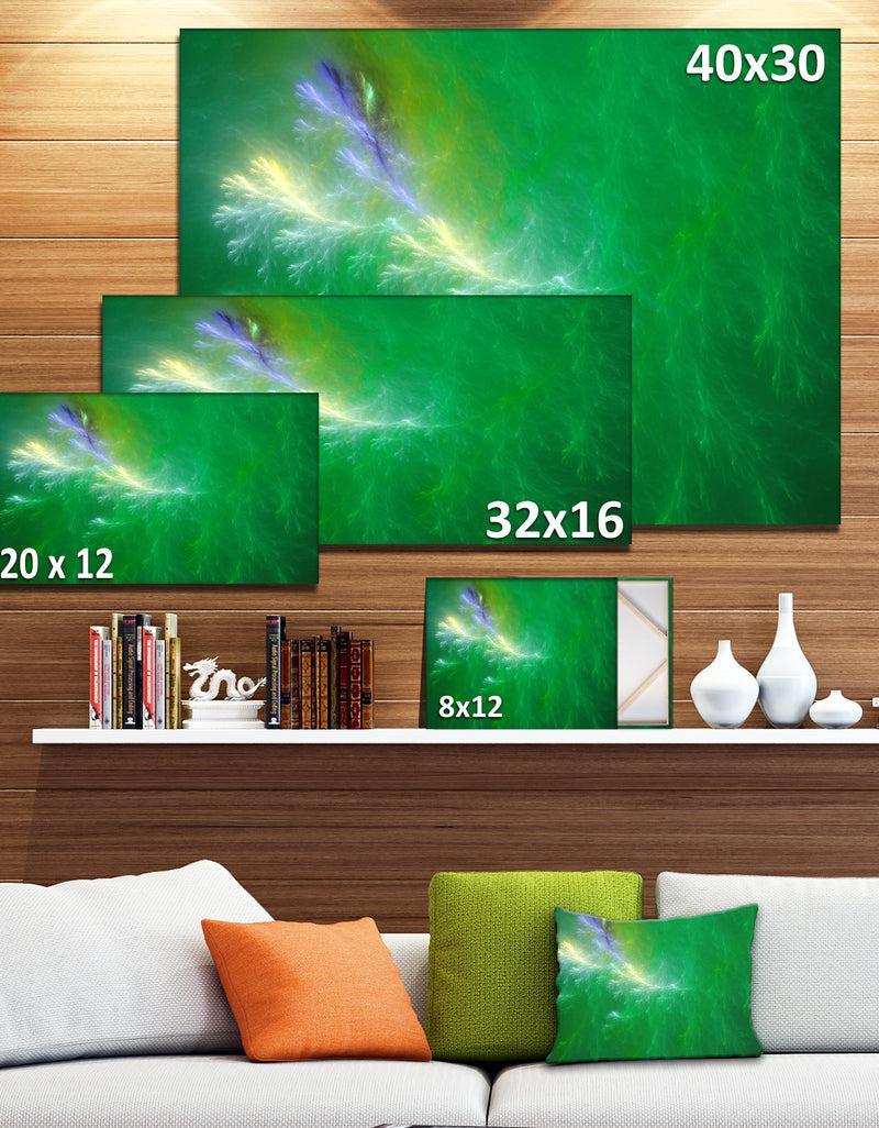DesignQ Green Fractal Thunder Sky - Abstract Wall Art Canvas
