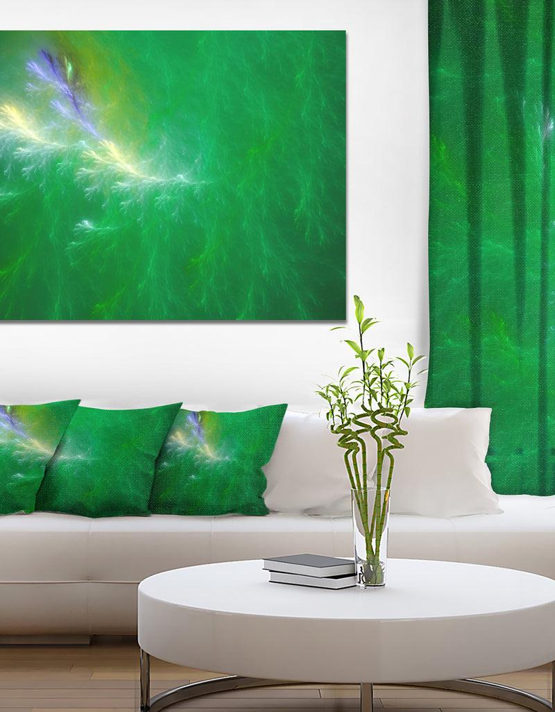 DesignQ Green Fractal Thunder Sky - Abstract Wall Art Canvas