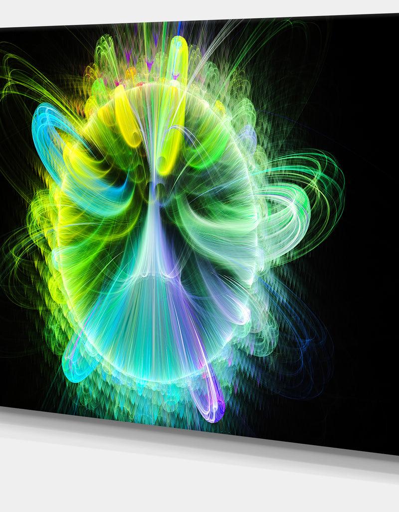 DesignQ Green Fractal Vortices Of Energy - Extra Large Floral Wall Art On Canvas