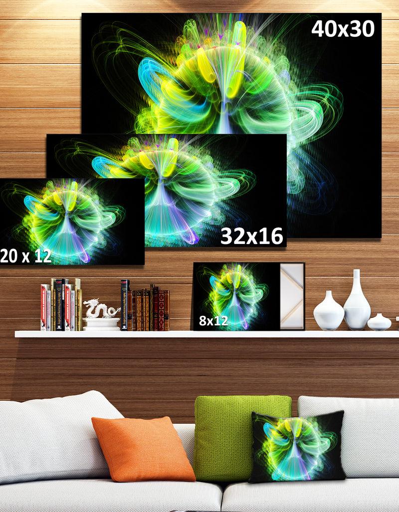 DesignQ Green Fractal Vortices Of Energy - Extra Large Floral Wall Art On Canvas