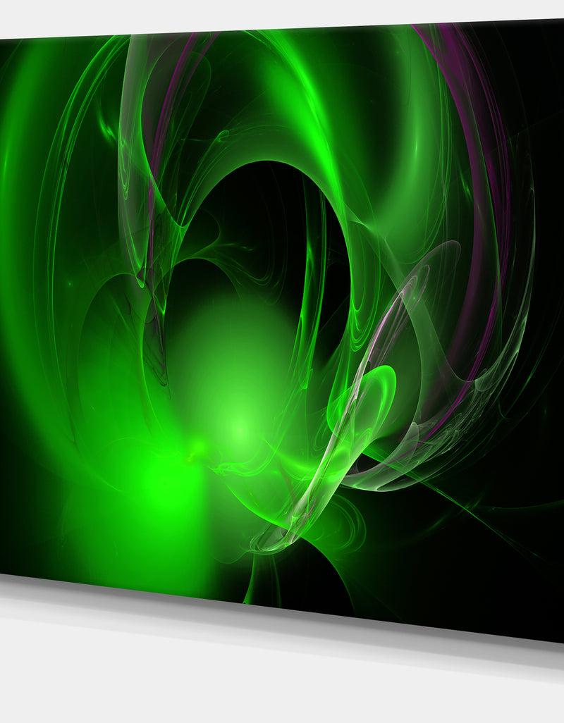 DesignQ Green Galactic Nebula On Black - Extra Large Abstract Canvas Wall Art