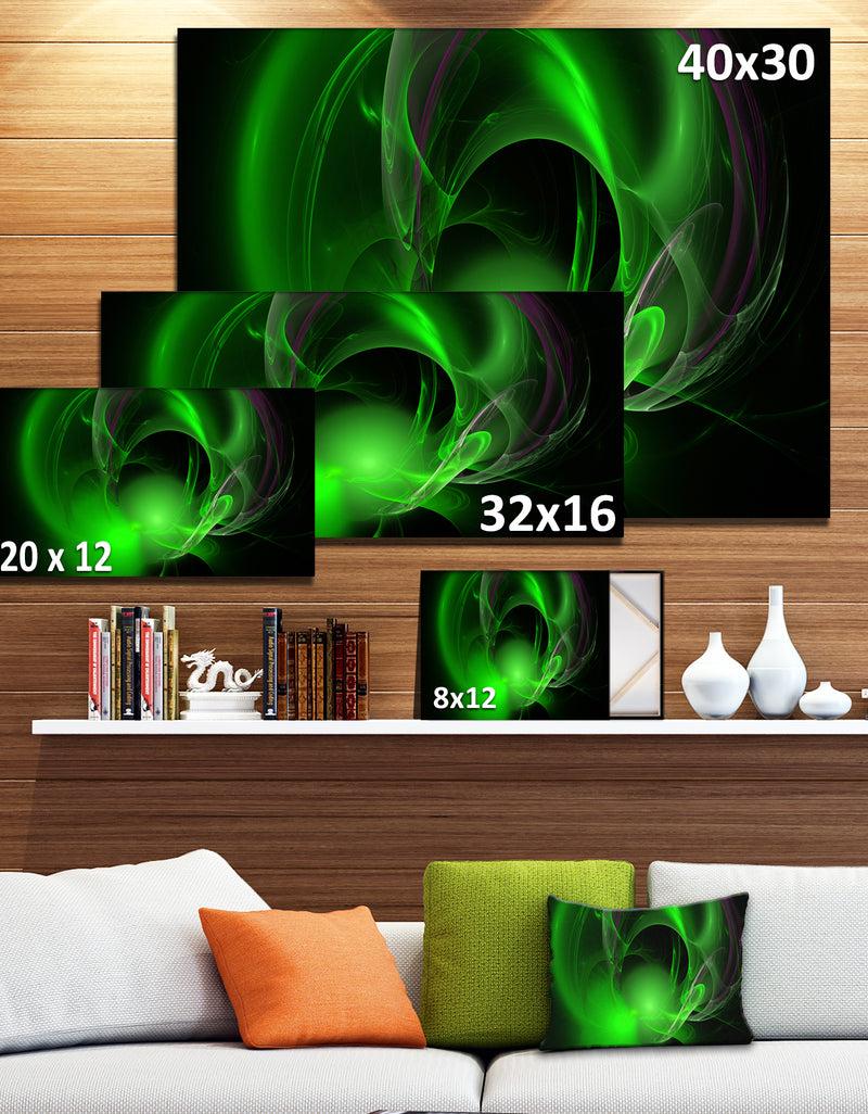 DesignQ Green Galactic Nebula On Black - Extra Large Abstract Canvas Wall Art