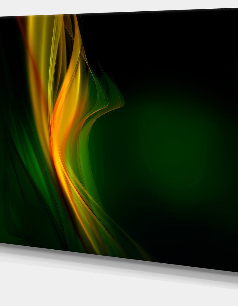 DesignQ Green Gold Upright Waves - Abstract Digital Art Canvas Print