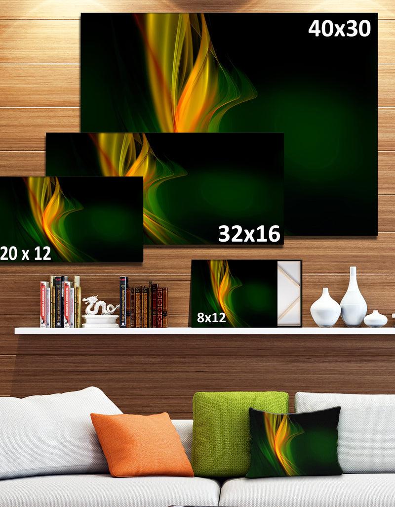DesignQ Green Gold Upright Waves - Abstract Digital Art Canvas Print