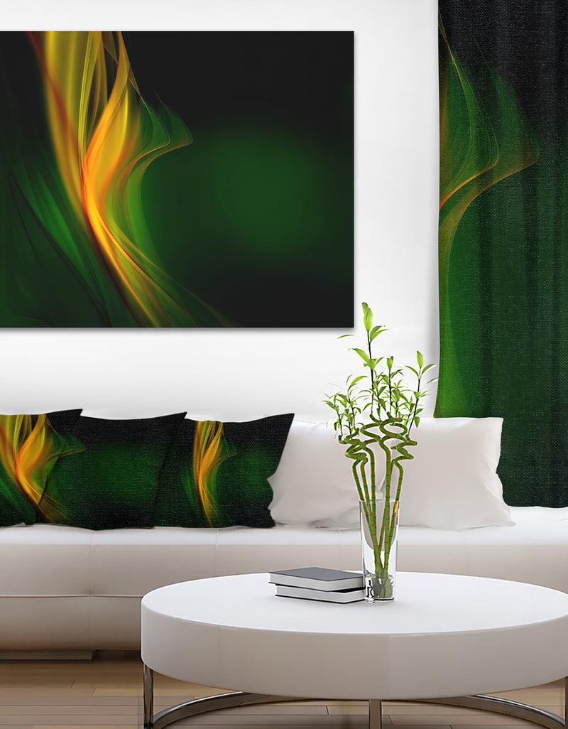 DesignQ Green Gold Upright Waves - Abstract Digital Art Canvas Print