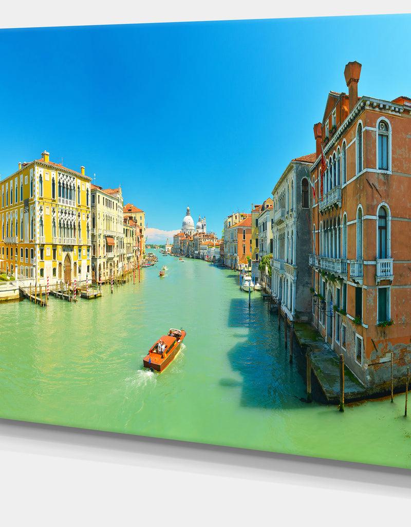 DesignQ Green Grand Canal Venice - Extra Large Landscape Canvas Art Print