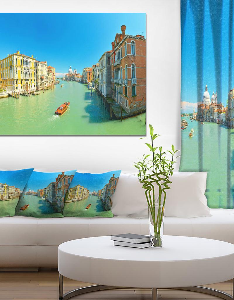DesignQ Green Grand Canal Venice - Extra Large Landscape Canvas Art Print