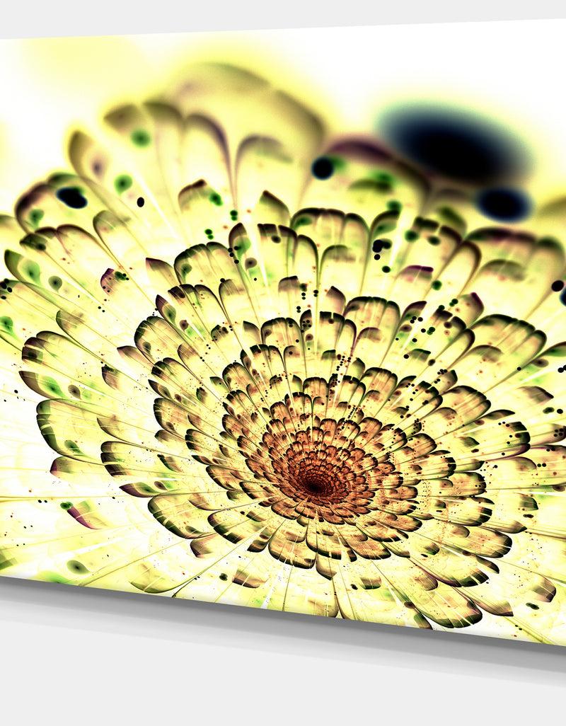 DesignQ Green Light Fractal Flower Pattern - Abstract Wall Art Canvas