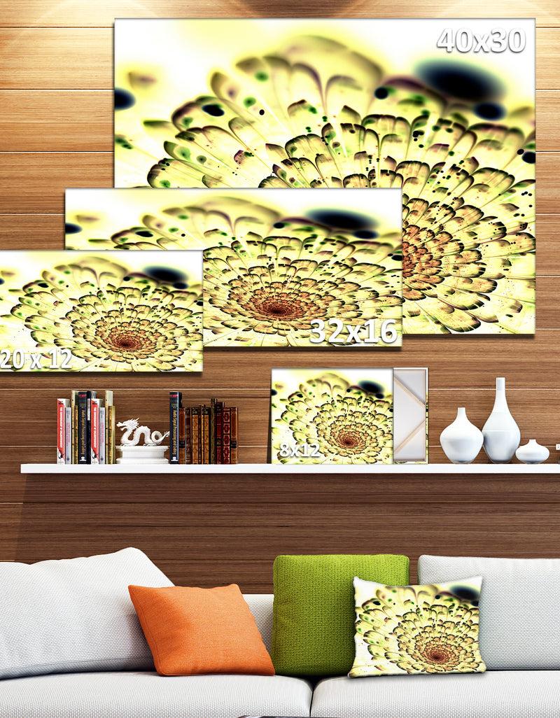 DesignQ Green Light Fractal Flower Pattern - Abstract Wall Art Canvas