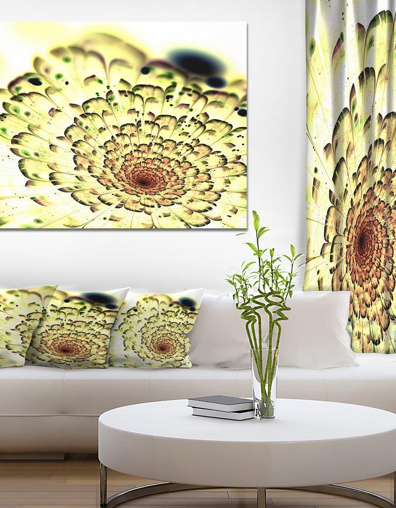 DesignQ Green Light Fractal Flower Pattern - Abstract Wall Art Canvas