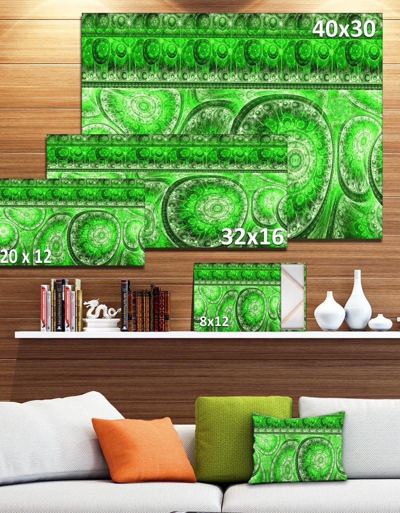 DesignQ Green Living Cells Fractal Design - Extra Large Abstract Canvas Art Print