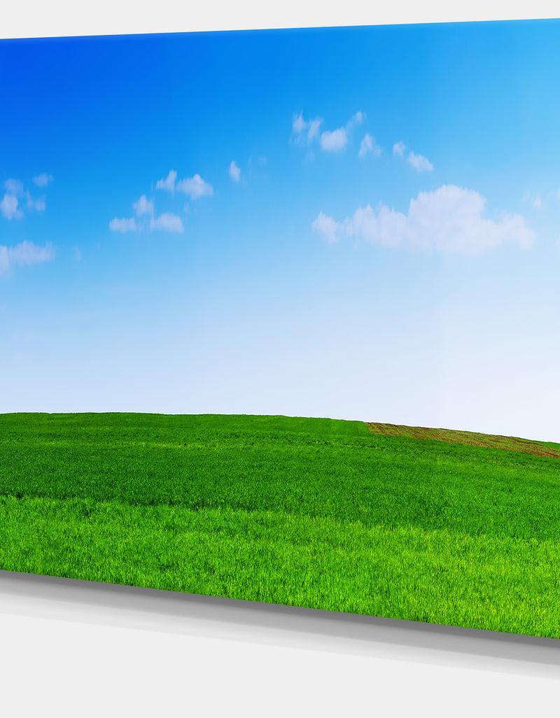 DesignQ Green Meadow Panorama - Large Landscape Canvas Art Print