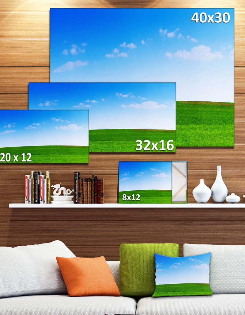 DesignQ Green Meadow Panorama - Large Landscape Canvas Art Print