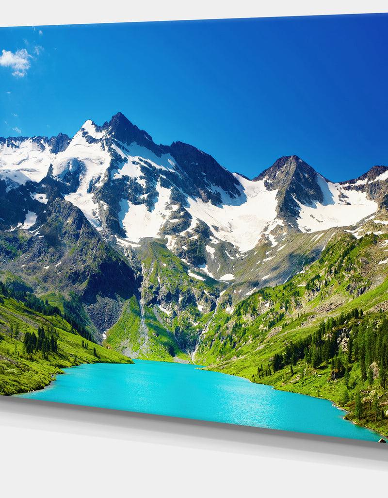 DesignQ Green Mountain Lake Photography Canvas Art Print