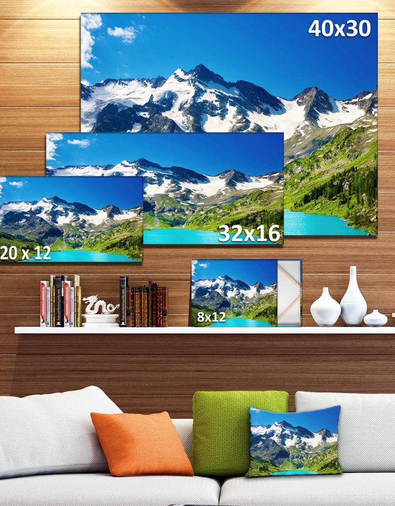 DesignQ Green Mountain Lake Photography Canvas Art Print