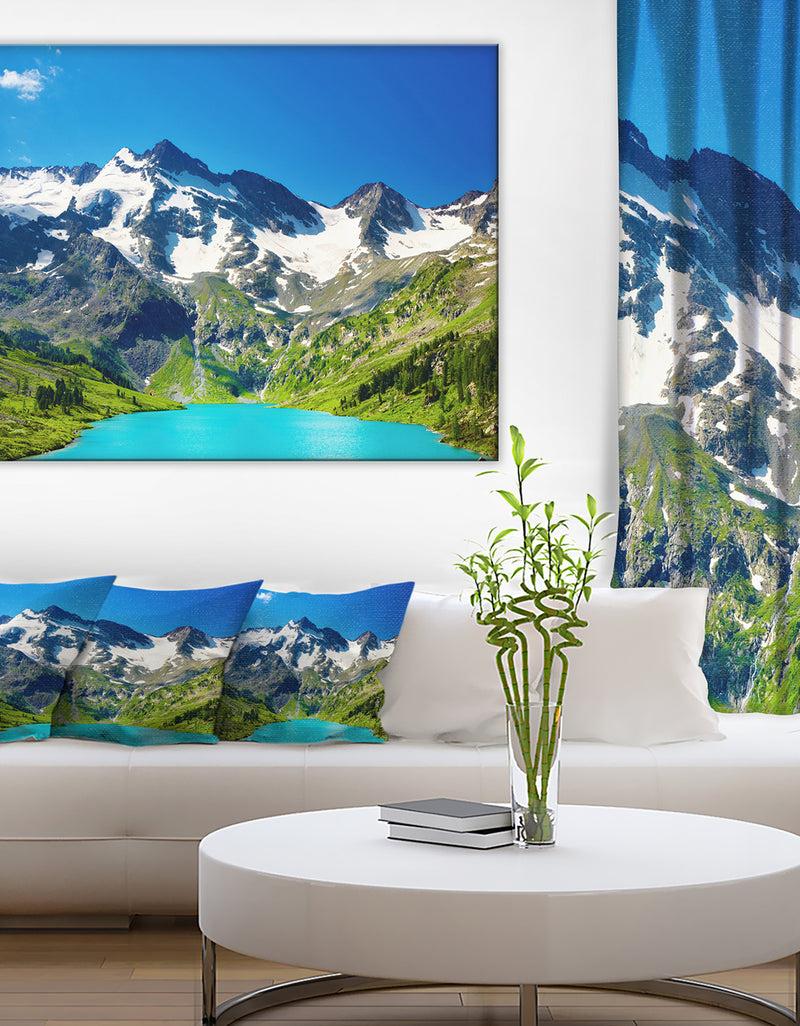 DesignQ Green Mountain Lake Photography Canvas Art Print