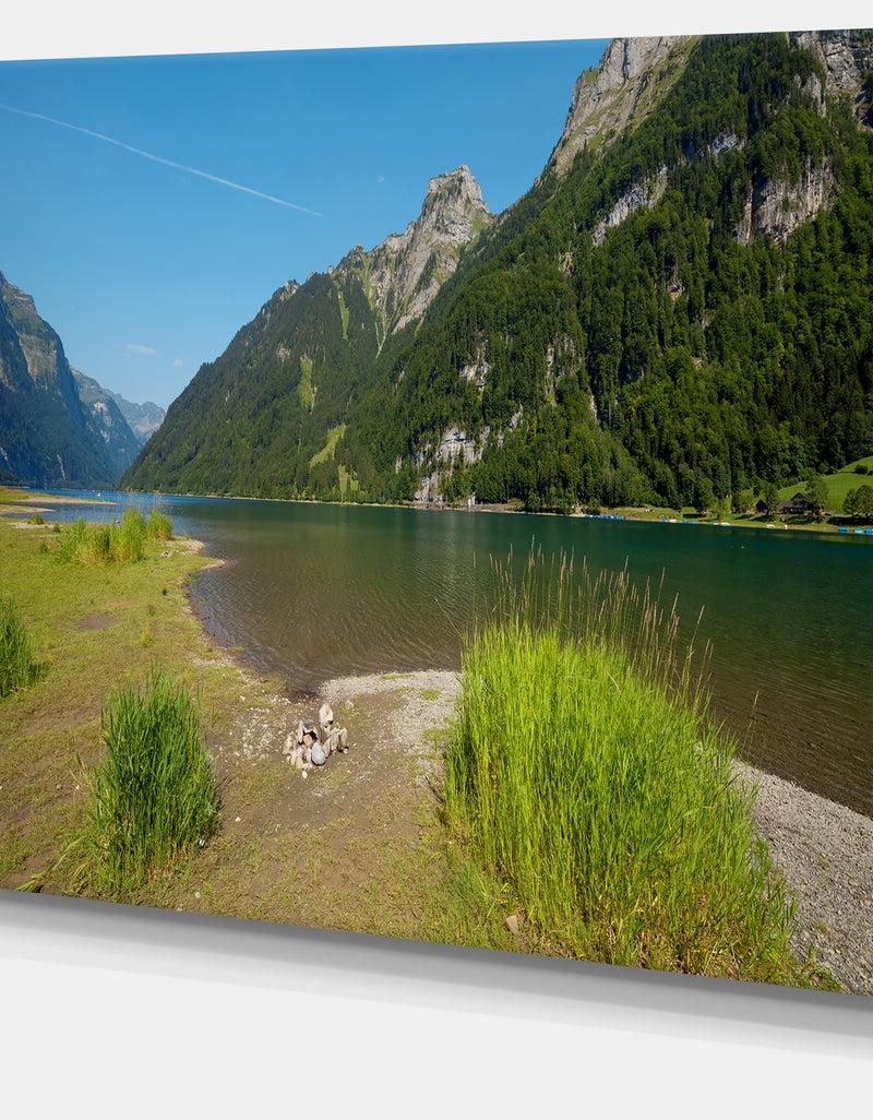 DesignQ Green Mountain Landscape View - Modern Landscpae Wall Art