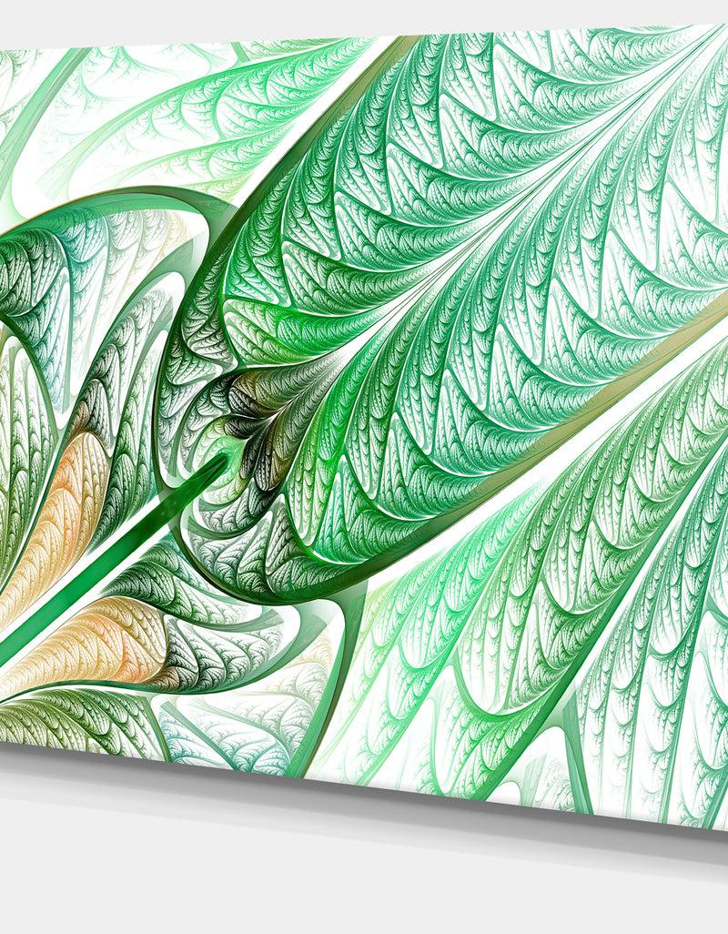 DesignQ Green On White Fractal Stained Glass - Abstract Wall Art Canvas