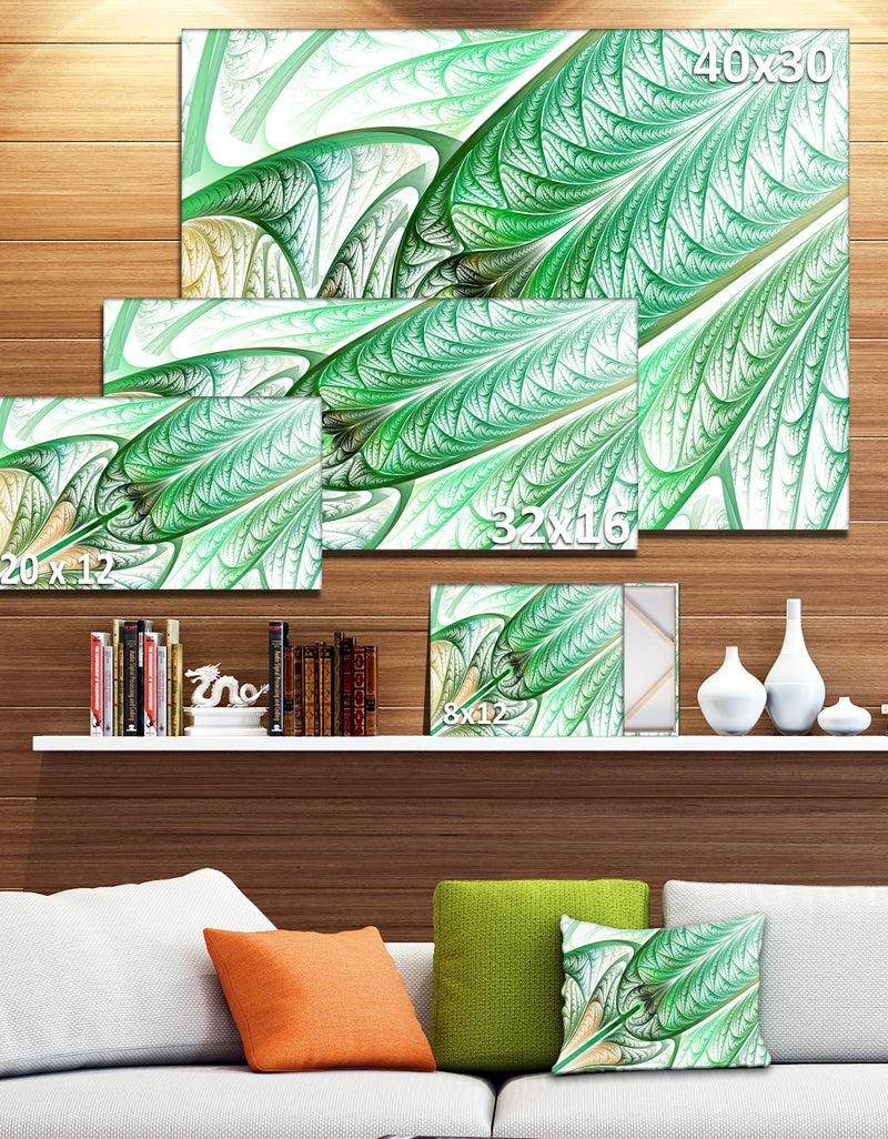 DesignQ Green On White Fractal Stained Glass - Abstract Wall Art Canvas