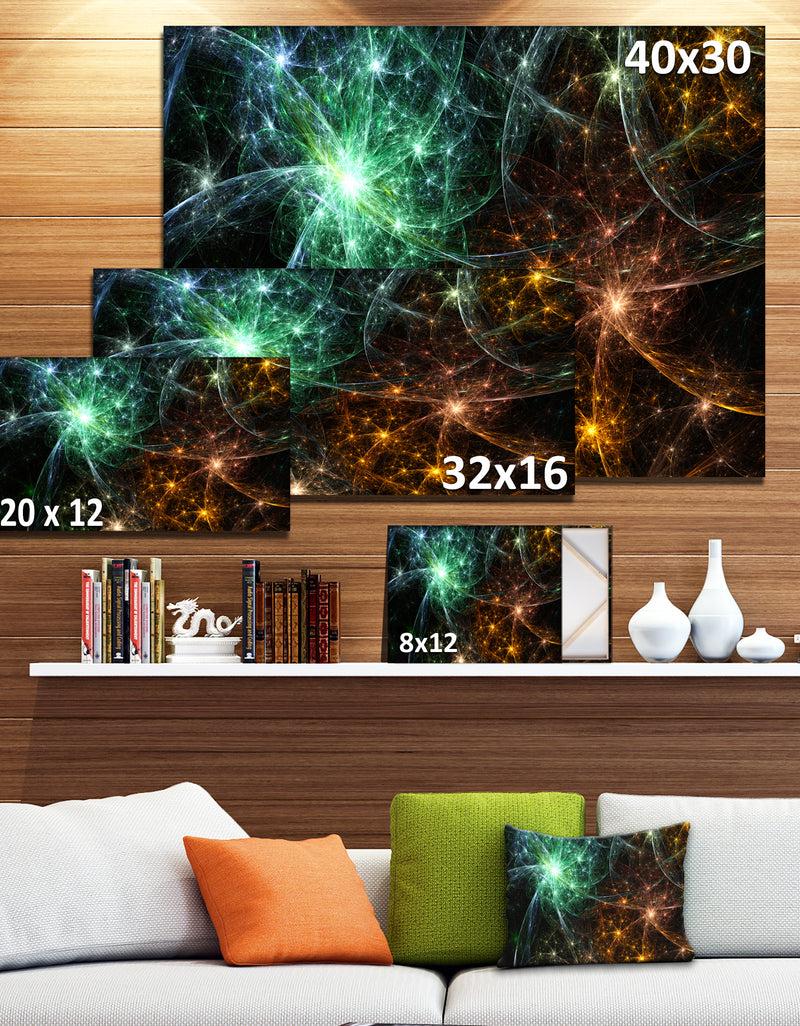 DesignQ Green Orange Colorful Fireworks'Extra Large Abstract Canvas Art Print