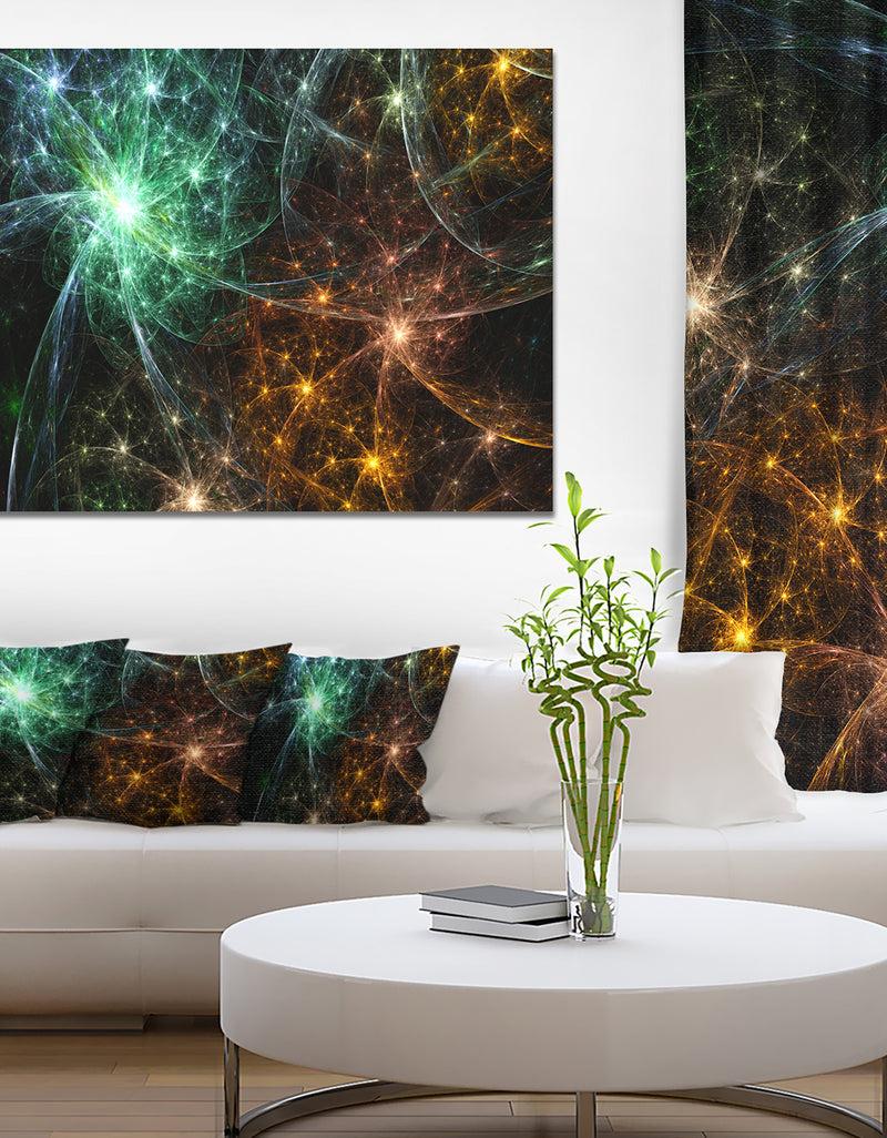 DesignQ Green Orange Colorful Fireworks'Extra Large Abstract Canvas Art Print