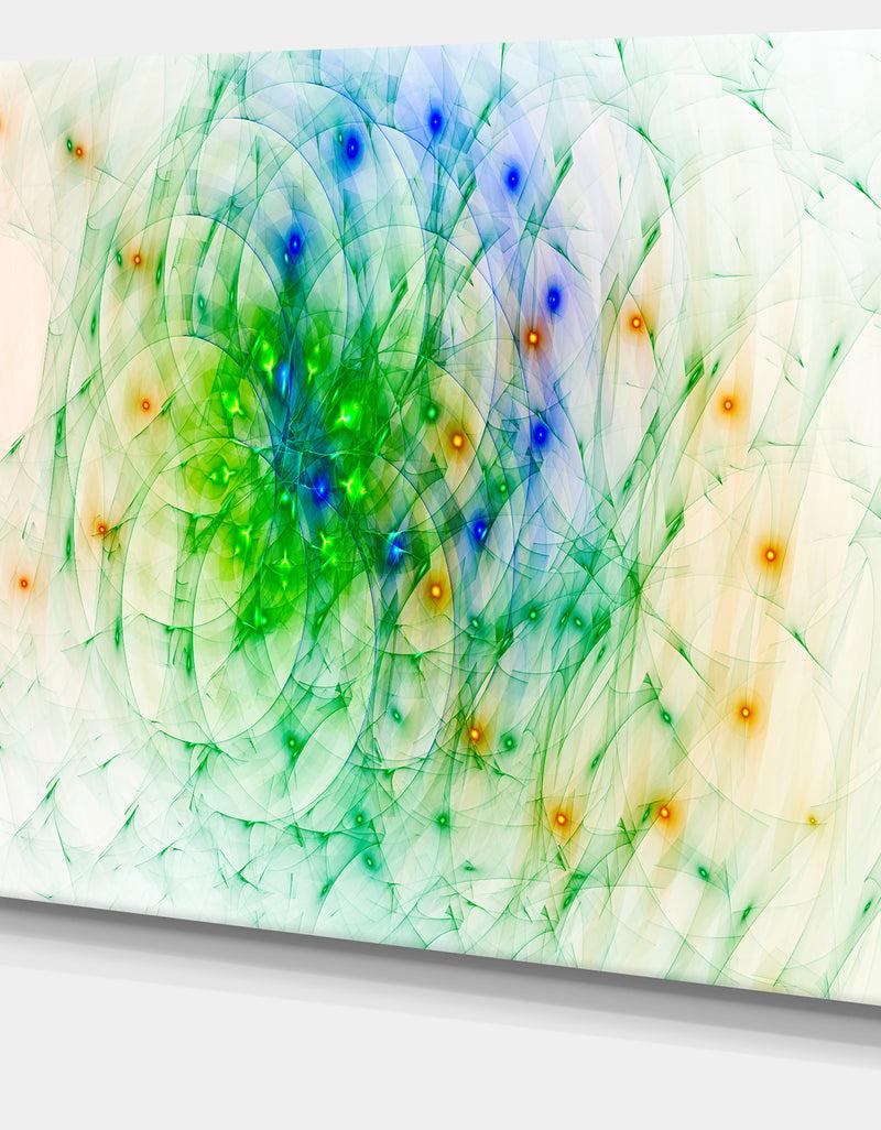 DesignQ Green Outline Of Fractal Colors - Extra Large Abstract Canvas Wall Art