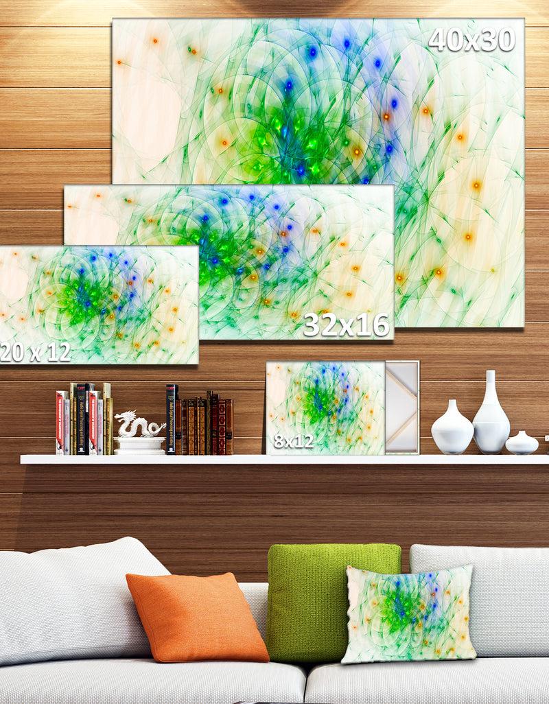 DesignQ Green Outline Of Fractal Colors - Extra Large Abstract Canvas Wall Art