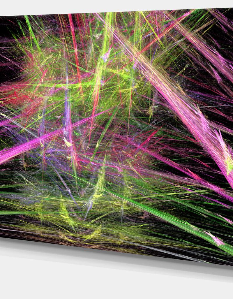 DesignQ Green Pink Magical Fractal Pattern - Extra Large Abstract Canvas Wall Art
