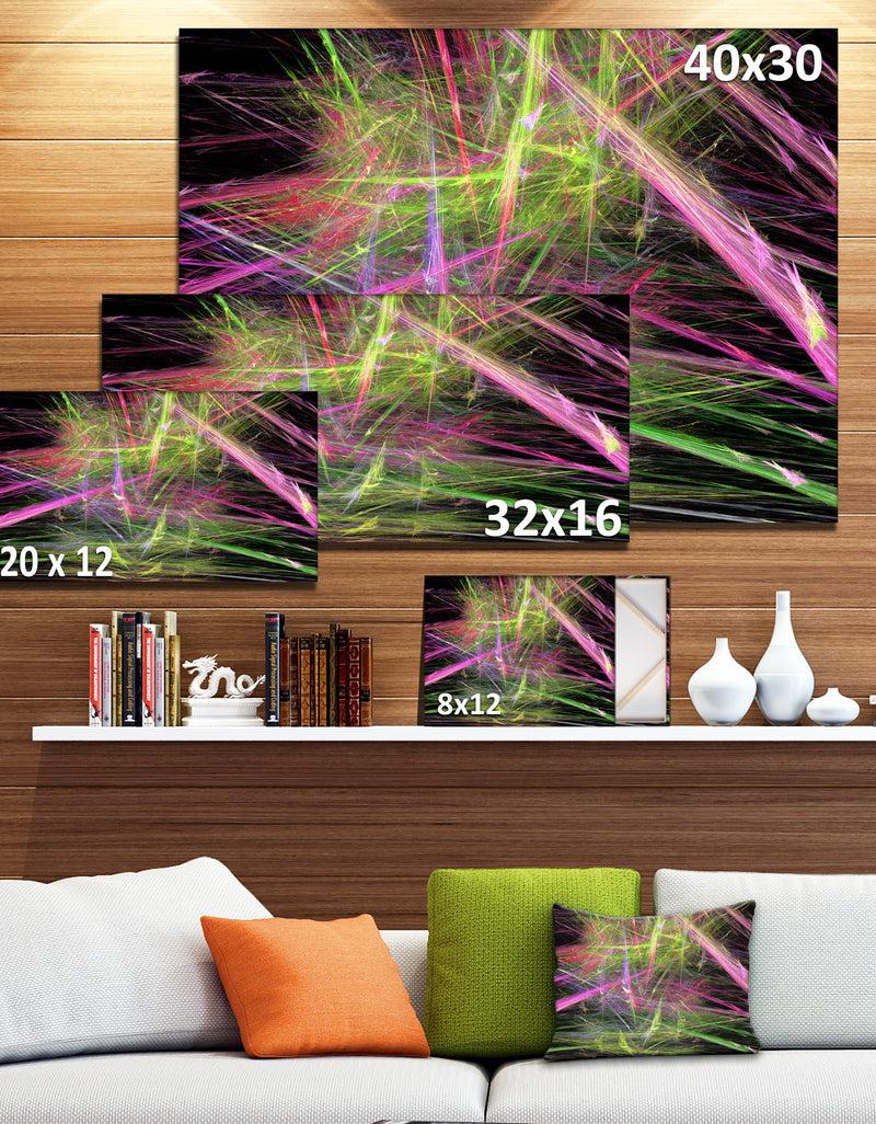DesignQ Green Pink Magical Fractal Pattern - Extra Large Abstract Canvas Wall Art