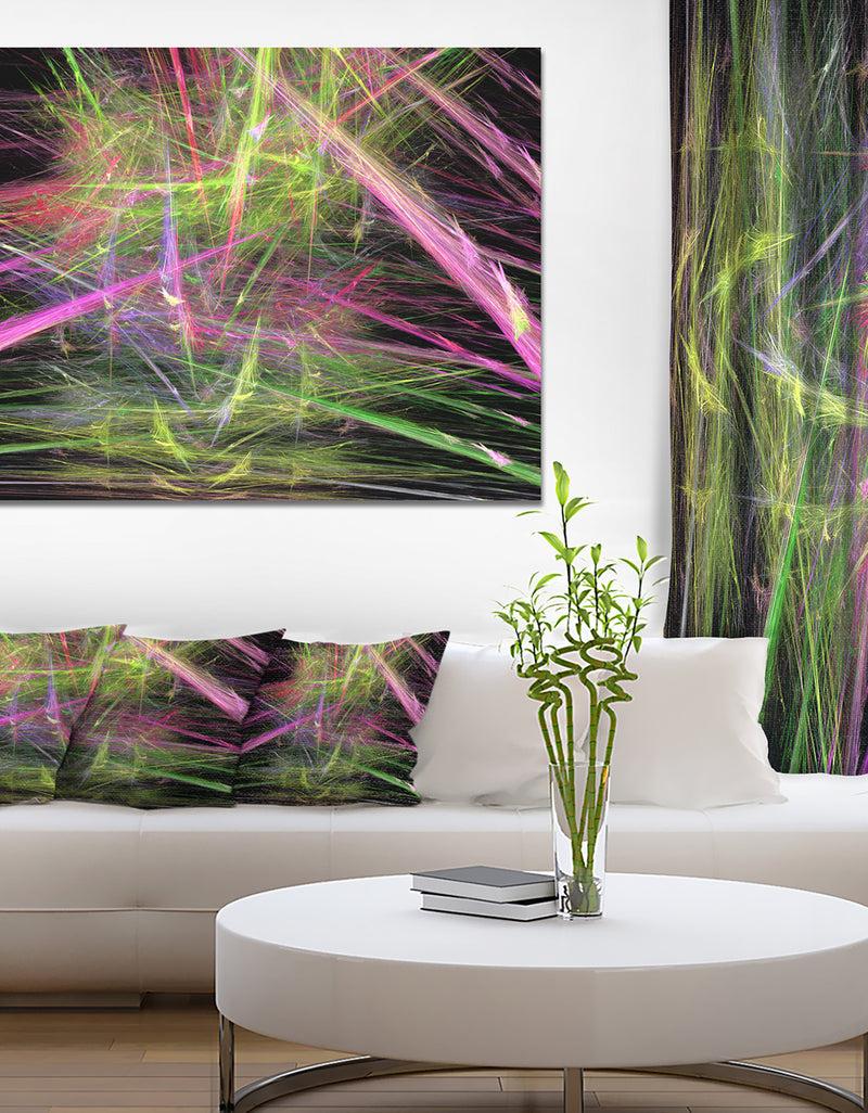 DesignQ Green Pink Magical Fractal Pattern - Extra Large Abstract Canvas Wall Art
