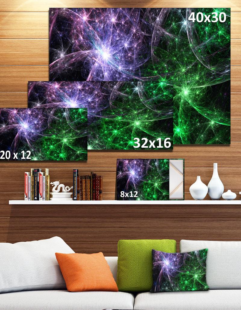 DesignQ Green Purple Colorful Fireworks - Extra Large Abstract Canvas Art Print
