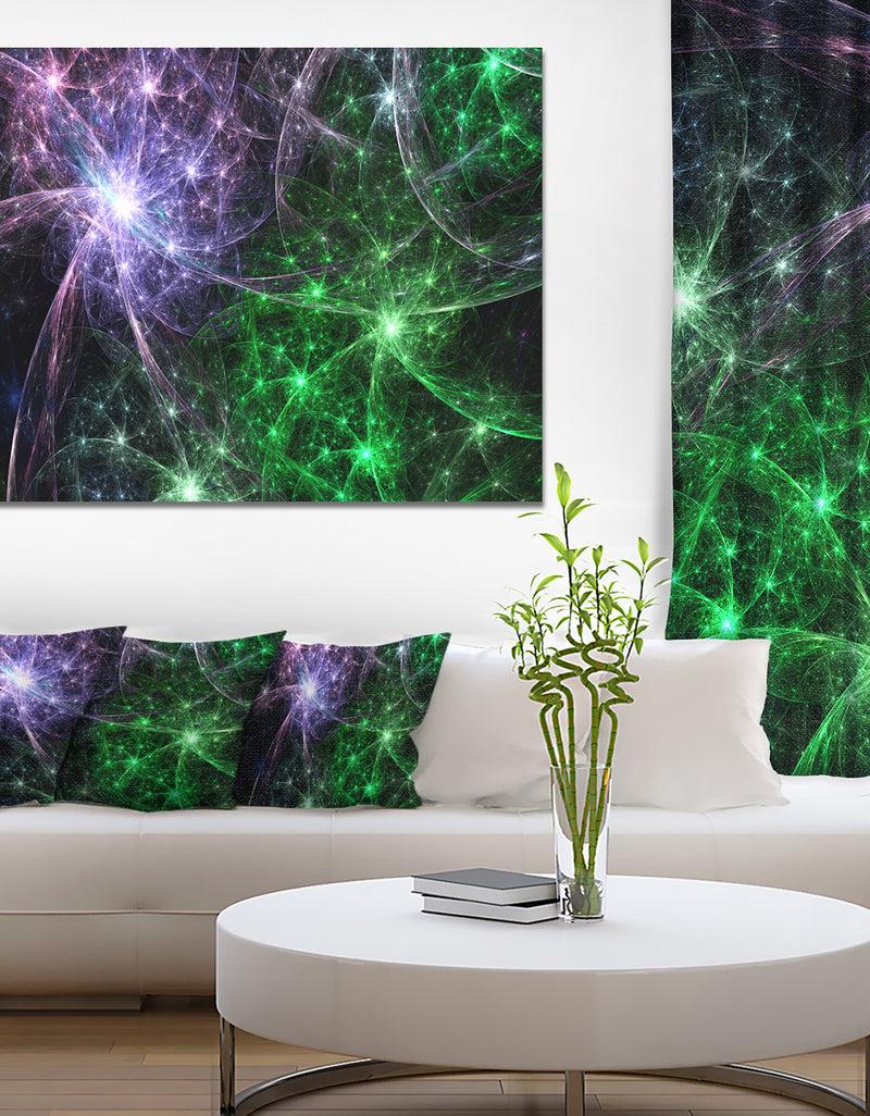 DesignQ Green Purple Colorful Fireworks - Extra Large Abstract Canvas Art Print