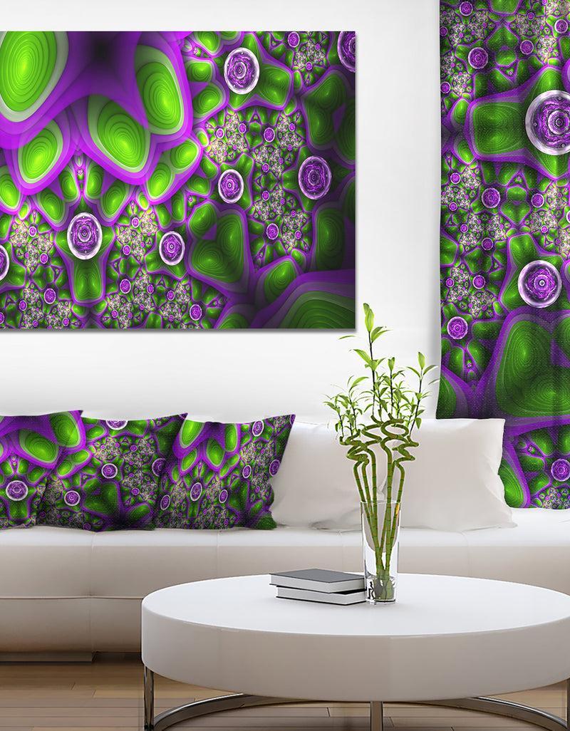 DesignQ Green Purple Exotic Pattern - Extra Large Abstract Canvas Wall Art
