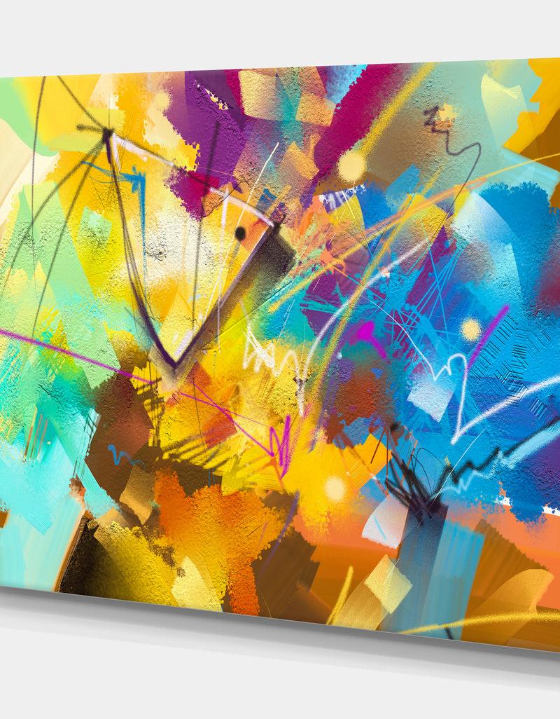 DesignQ Green Red And Blue Abstract Oil Painting - Contemporary Painting Print On Wrapped Canvas