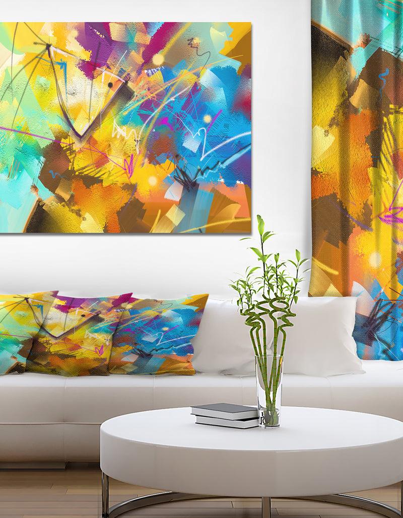 DesignQ Green red and blue Abstract Oil Painting - Contemporary Painting Print on Wrapped Canvas