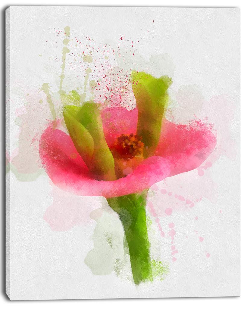 DesignQ Green Red Flower Sketch Watercolor - Modern Floral Canvas Wall Art