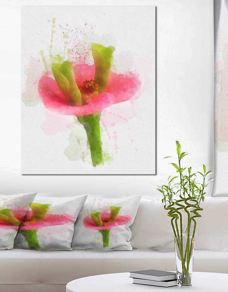DesignQ Green Red Flower Sketch Watercolor - Modern Floral Canvas Wall Art