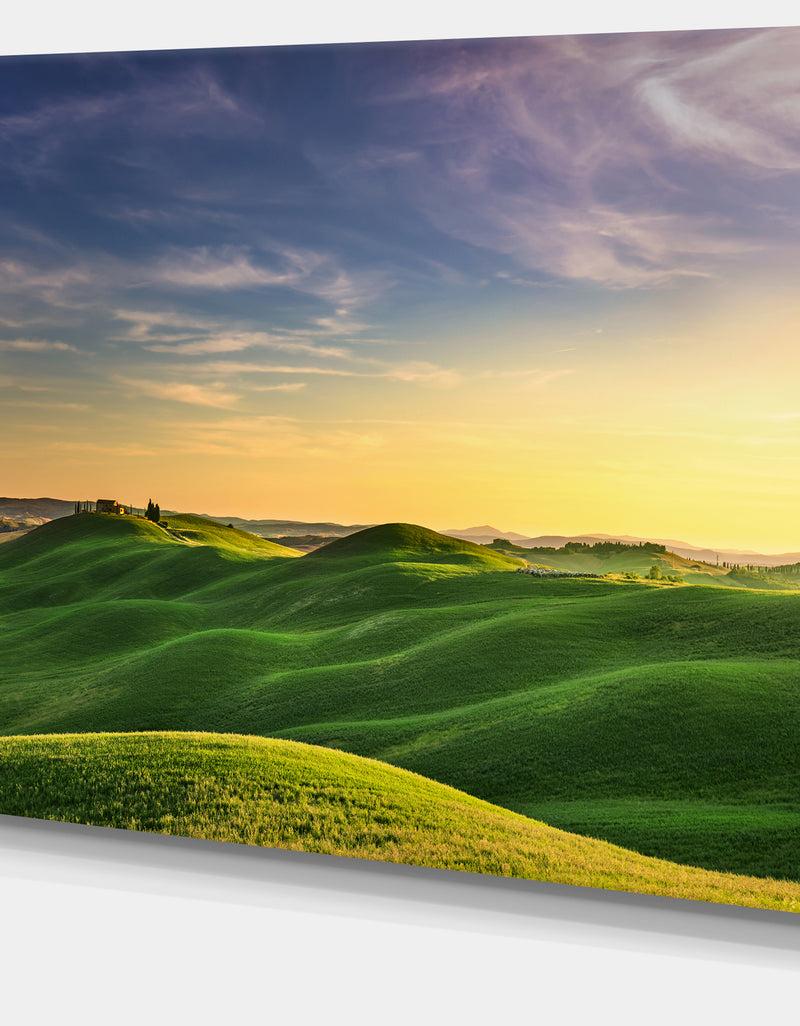 DesignQ Green Rural Rolling Hills Tuscany - Oversized Landscape Wall Art Print
