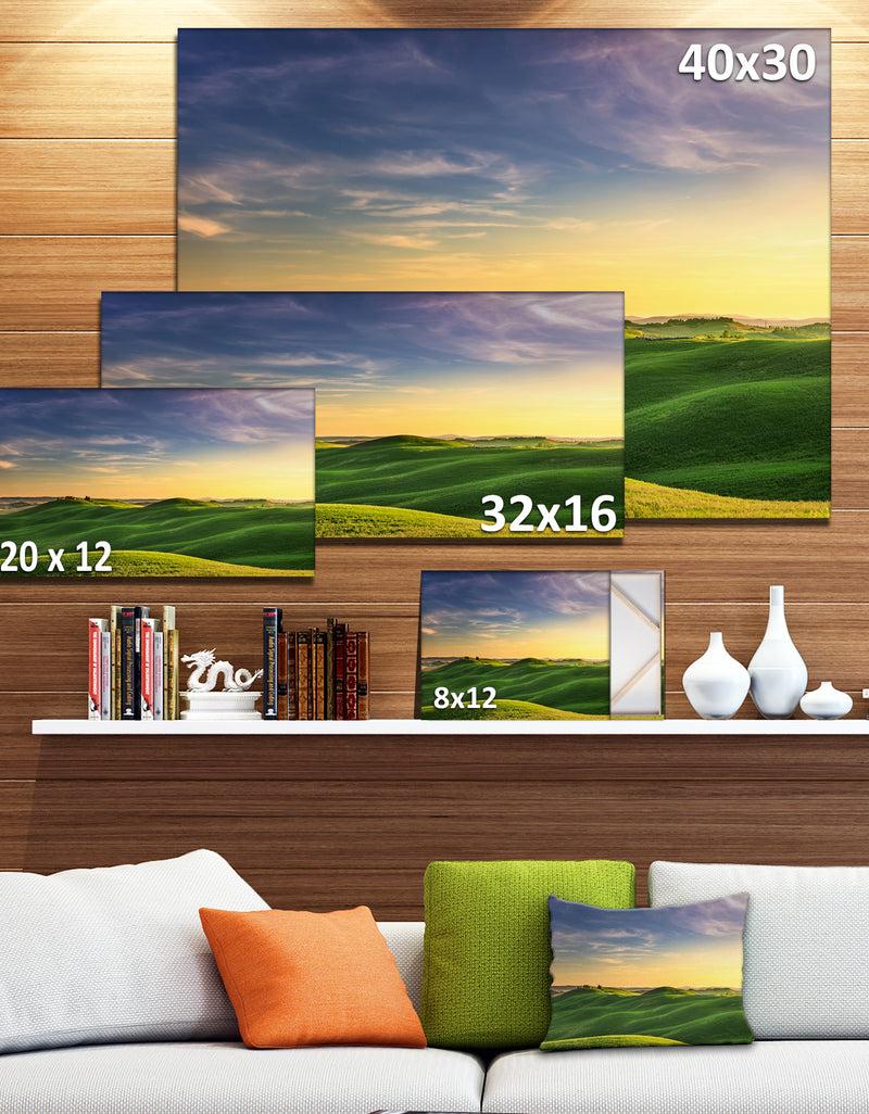 DesignQ Green Rural Rolling Hills Tuscany - Oversized Landscape Wall Art Print