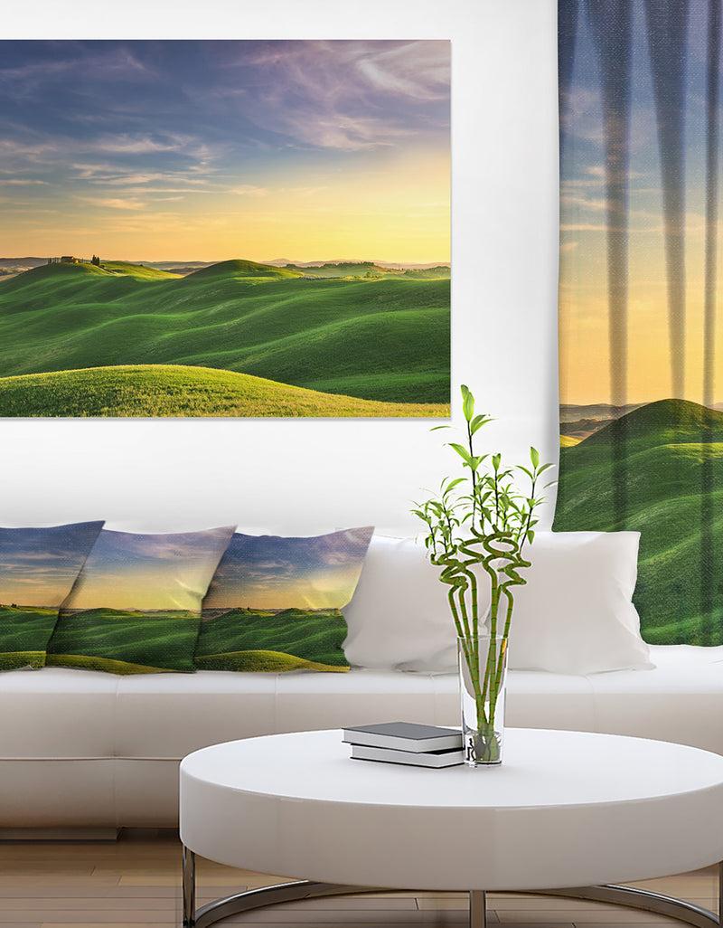 DesignQ Green Rural Rolling Hills Tuscany - Oversized Landscape Wall Art Print