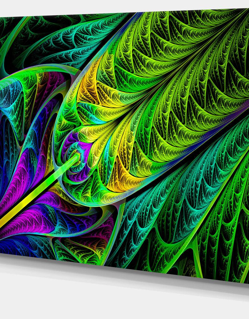 DesignQ Green Stained Glass Texture - Abstract Wall Art Canvas