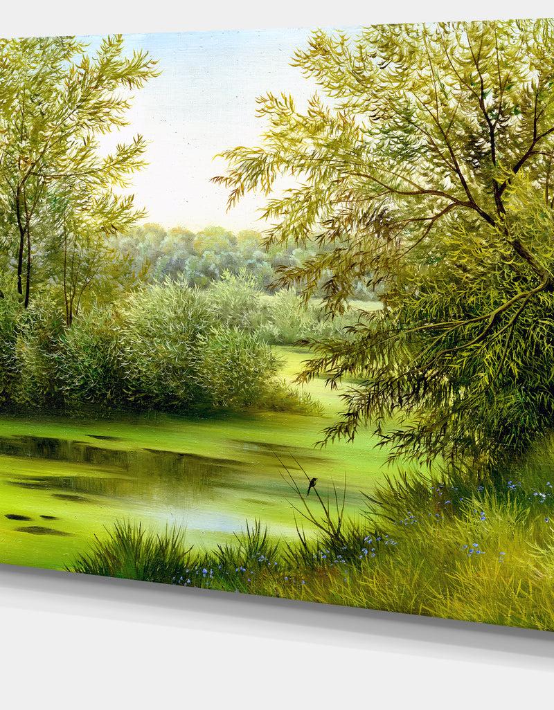 DesignQ Green Summer Landscape Canvas Wall Art Print