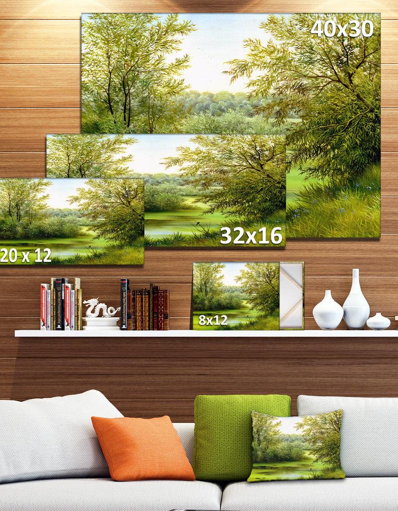 DesignQ Green Summer Landscape Canvas Wall Art Print