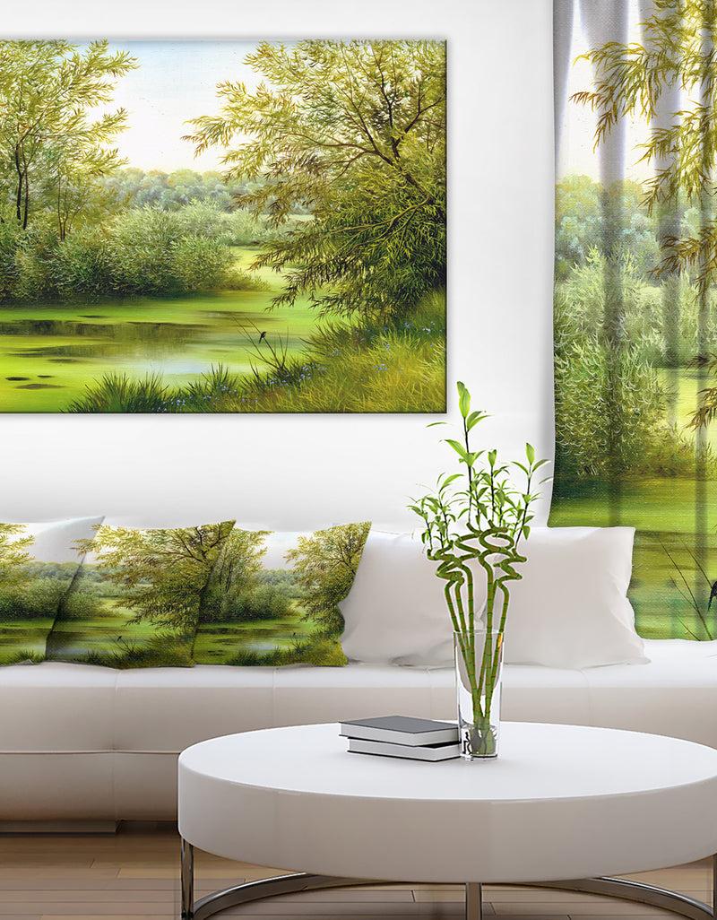 DesignQ Green Summer Landscape Canvas Wall Art Print