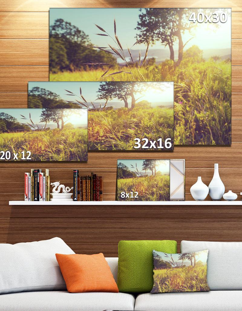 DesignQ Green Summer Meadow - Landscape Art Print Canvas